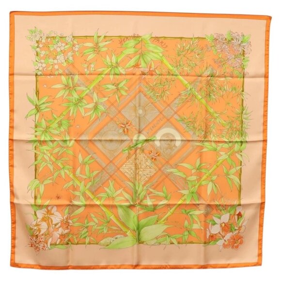 HERMES Carre 90 Scarf ""SERENITE"" Silk Orange Auth - Picture 1 of 16